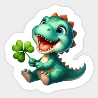 Clover Dino St Patricks Day Sticker